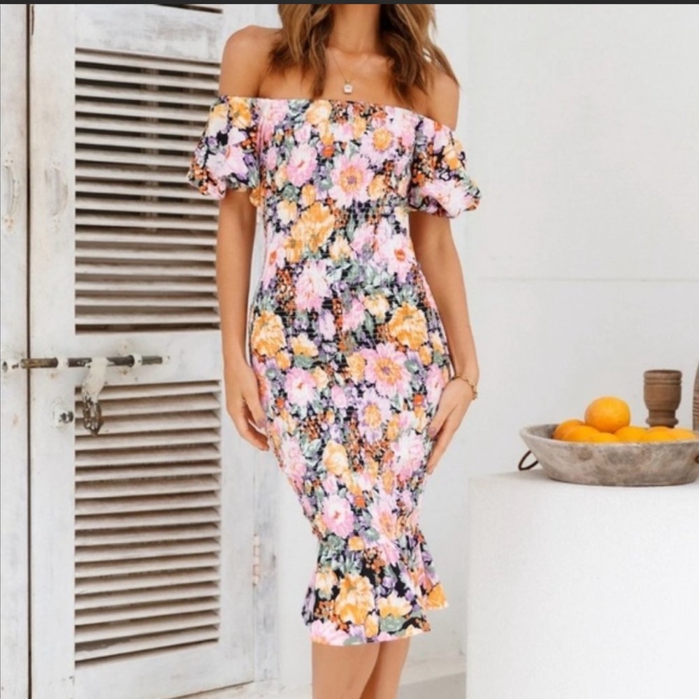Hello Molly Floral Off-Shoulder Dress